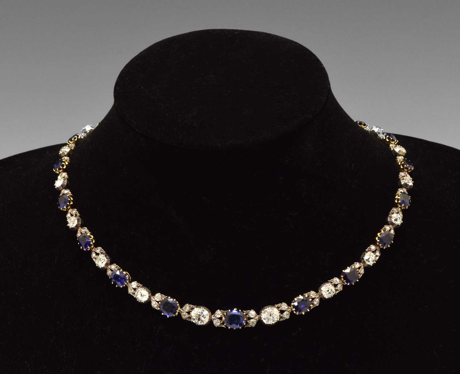 Lot 53 - Late Victorian diamond and sapphire necklace