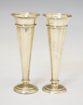 Lot 280 - Pair of Edwardian silver trumpet-shaped bud vases