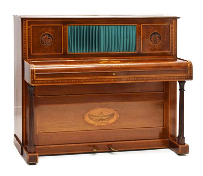 Lot 524 - Small late 19th Century inlaid mahogany cased upright piano, John Broadwood & Sons, No. 58838