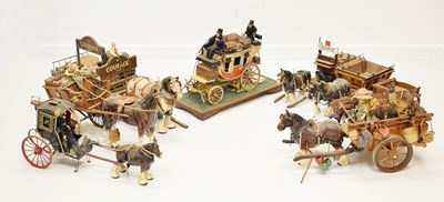 Lot 397 - Collection of wooden and other Shire horses and carts