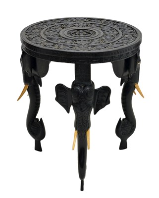 Lot 243 - Late 19th century South Indian or Ceylonese carved ebony occasional table