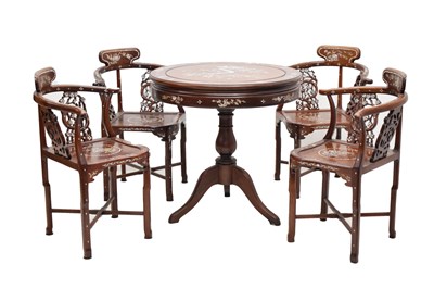 Lot 798 - Chinese mother-of-pearl inlaid dining suite