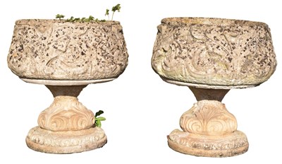 Lot 840 - Pairs of composition stone garden planters