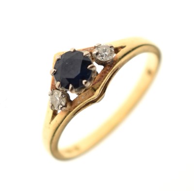 Lot 27 - Sapphire and diamond three-stone 18ct gold ring