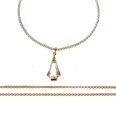 Lot 146 - Two yellow metal necklaces and a pendant