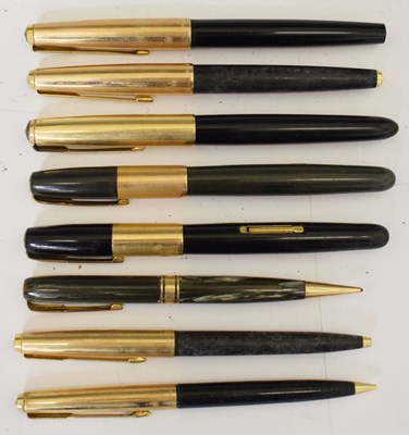Lot 514 - Group of eight gold-plated Waterman and Parker pens