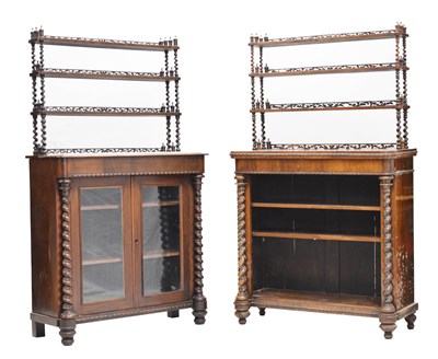 Lot 521 - Matched pair of mid Victorian rosewood side or pier cabinets