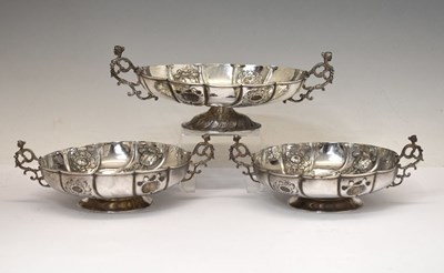 Lot 91 - Set of three Victorian silver pedestal bowls