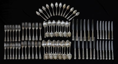 Lot 102 - Set of Kings pattern silver cutlery, twelve settings
