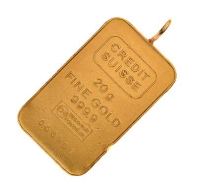 Lot 143 - Ingot marked 'Credit Suisse 20g Fine Gold 999.9'