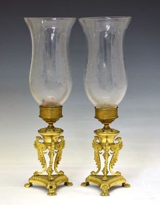 Lot 181 - Pair of French Empire style ormolu storm lanterns