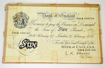 Lot 472 - Bank of England White Five Pound Note, 1956
