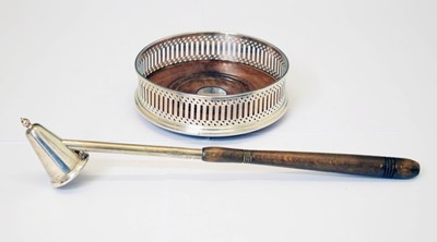 Lot 355 - Elizabeth II silver wine coaster and candle snuffer