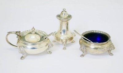 Lot 363 - Elizabeth II three piece silver condiment set