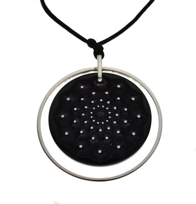 Lot 125 - Lalique 'black Cactus medal' silver pendant