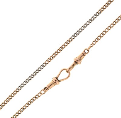 Lot 167 - Bi-colour gold curb link watch chain