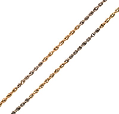 Lot 168 - Yellow and white metal rope twist necklace