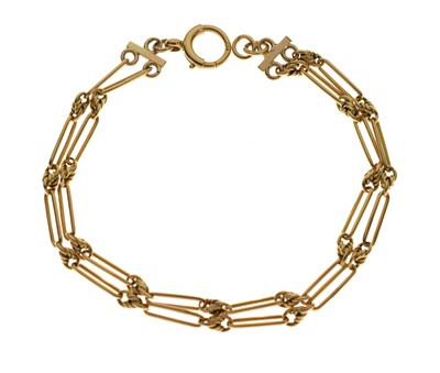 Lot 172 - 18ct gold double strand figaro-style link bracelet