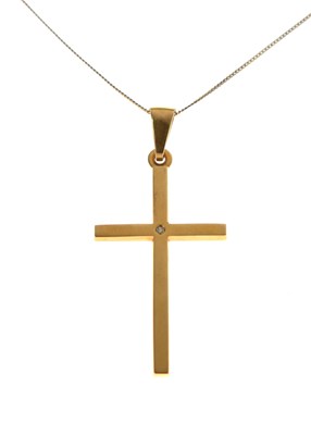 Lot 110 - 9ct gold diamond set cross pendant