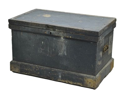 Lot 454 - Late 19th century wooden and metal bound tool chest