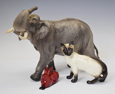 Lot 595 - Beswick - Large matt-finish elephant, etc