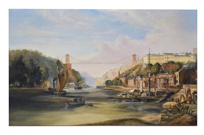 Lot 742 - Len Hutton - Oil on canvas - Clifton Suspension Bridge