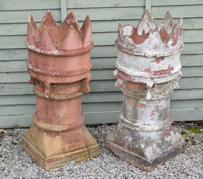 Lot 838 - Pair of terracotta chimney pots/crowns