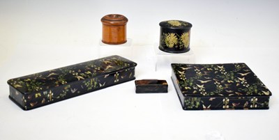 Lot 455 - Three black lacquer boxes, and others