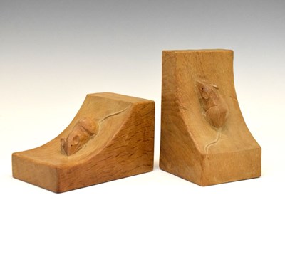 Lot 298 - Workshop of Robert 'Mouseman' Thompson pair of English oak bookends