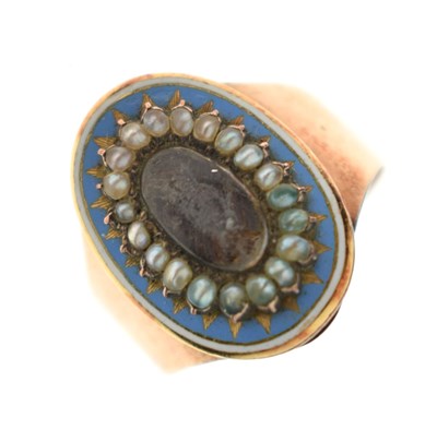 Lot 22 - George III enamelled rose metal mourning ring