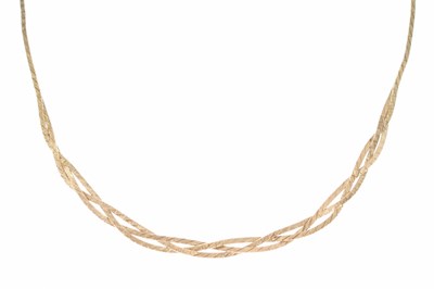 Lot 108 - Continental plaited yellow metal necklace