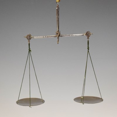 Lot 211 - Pair of William IV apothecary scales in silver and polished steel