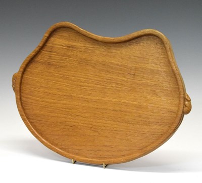 Lot 296 - Workshop of Robert 'Mouseman' Thompson, late 20th Century English oak kidney-shaped tray