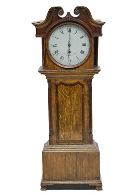 Lot 756 - Early 19th century oak and mahogany cased 30 hour longcase clock of small size
