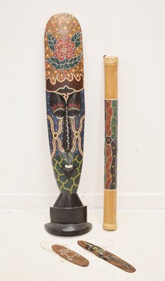 Lot 442 - Ethnographica - Australian Aboriginal style bust and rainstick and 2 others