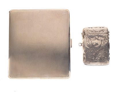 Lot 240 - George VI silver cigarette case and an Edward VII silver vesta