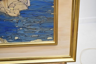 Lot 301 - Fleur Fenton Cowles (American, 1908-2009) – Acrylic – Leopard resting on a rock