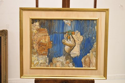 Lot 301 - Fleur Fenton Cowles (American, 1908-2009) – Acrylic – Leopard resting on a rock