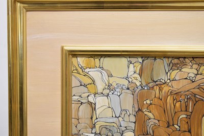 Lot 301 - Fleur Fenton Cowles (American, 1908-2009) – Acrylic – Leopard resting on a rock