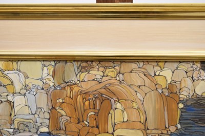 Lot 301 - Fleur Fenton Cowles (American, 1908-2009) – Acrylic – Leopard resting on a rock