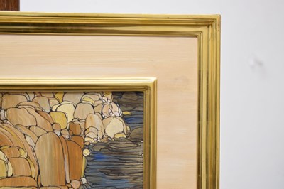 Lot 301 - Fleur Fenton Cowles (American, 1908-2009) – Acrylic – Leopard resting on a rock