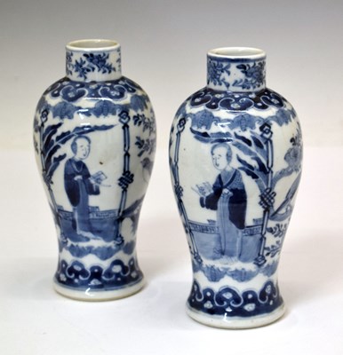Lot 234 - Pair of Chinese blue and white porcelain baluster vases