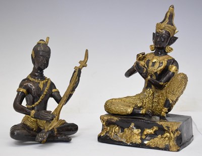 Lot 663 - Two South East Asian alloy seated figures