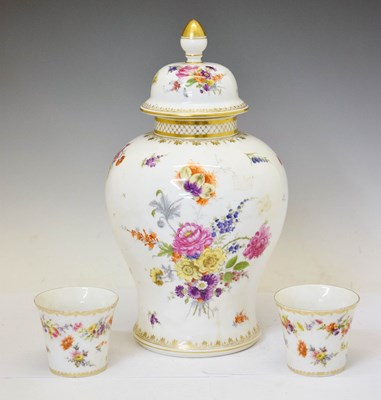 Lot 620 - Late 19th century Continental porcelain baluster jar and cover, etc