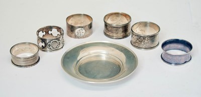 Lot 241 - Edward VII silver pin dish and six silver napkin rings