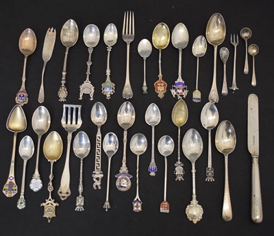 Lot 264 - Quantity of silver and white metal spoons, etc
