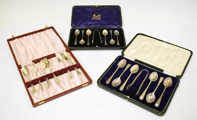 Lot 265 - Three sets of silver teaspoons