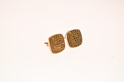 Lot 138 - Pair of yellow diamond 9ct gold square ear studs (2)