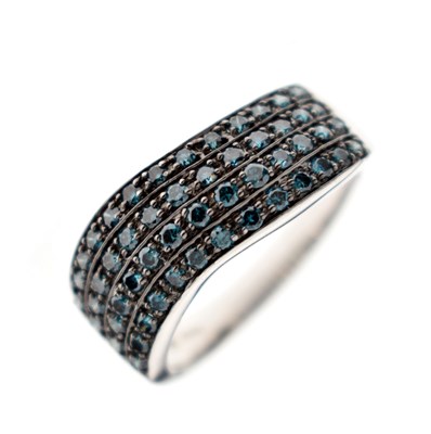 Lot 14 - Fancy blue diamond multi-stone 9ct white gold dress ring