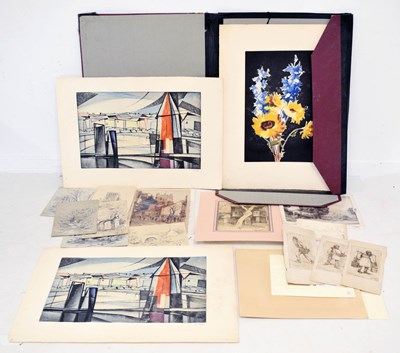 Lot 715 - Portfolio of pencil sketches and prints